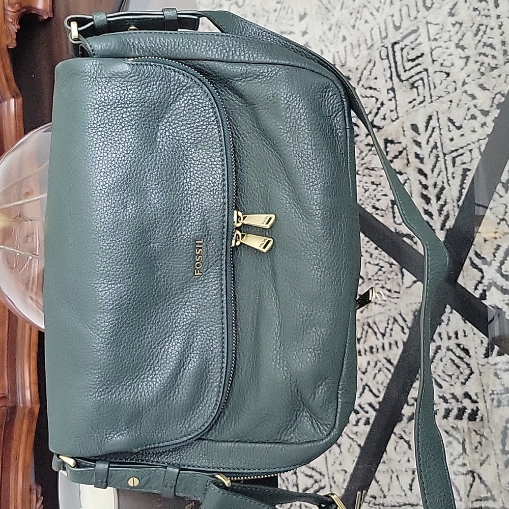 Fossil Green leather crossbody handbag
